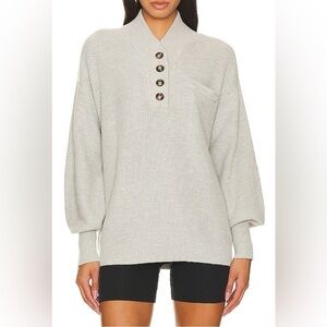 LUNYA Cozy Organic Cotton Blend Pocket Henley Grey Heather Size Medium